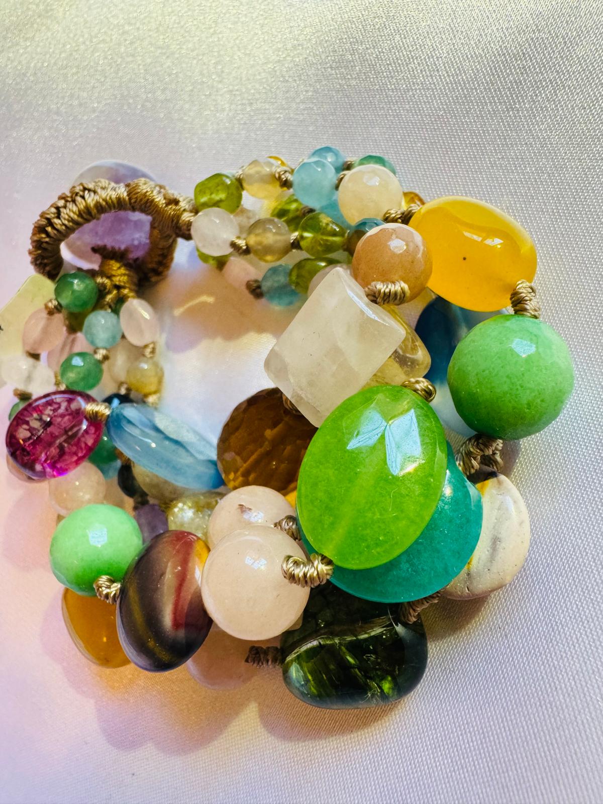 Gemstone Fusion Multi colored stones  Bracelet