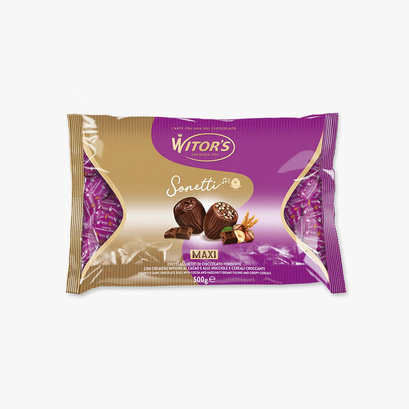 Maxi Bag of Assorted Dark Chocolate and Hazelnut Eggs with Cereals by Witor's
