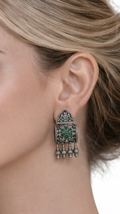 Antique design German silver metallic Earrings