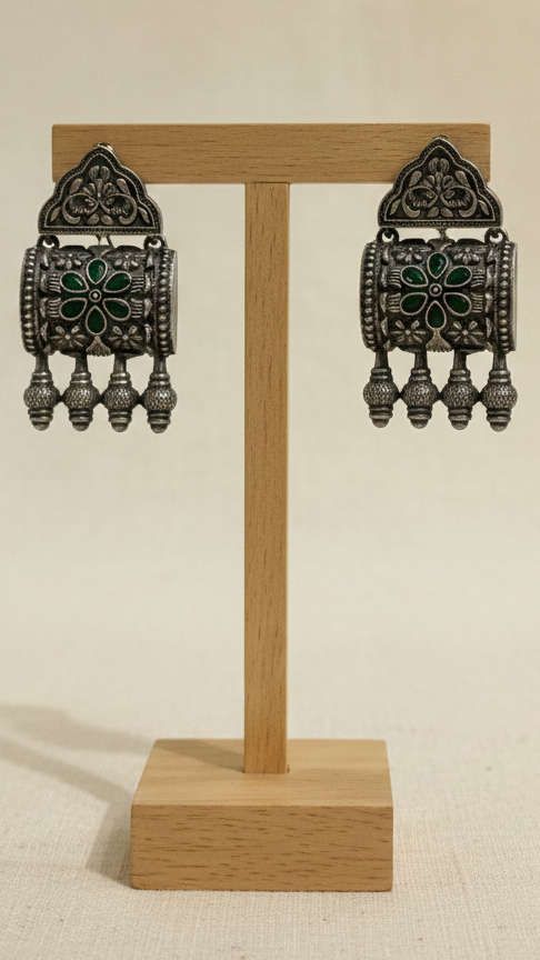 Antique design German silver metallic Earrings