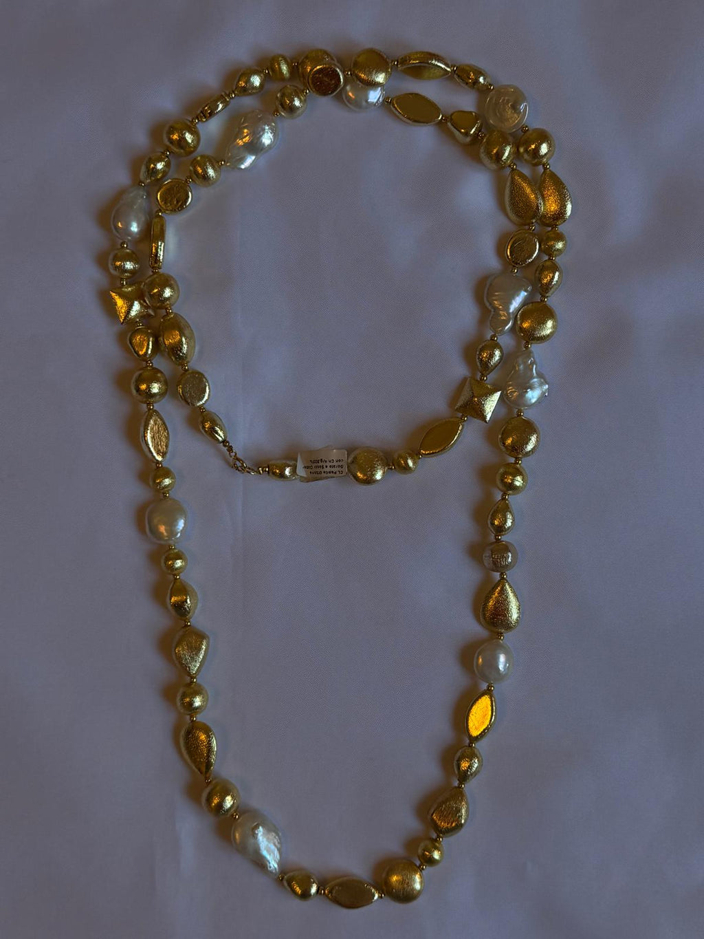 Long Beaded Golden Nugget Necklace