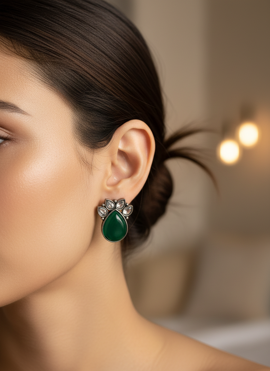 Monalisa Style green stone earrings